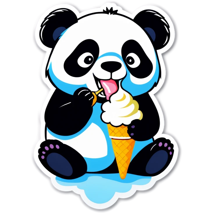Panda eating ice cream emoji
