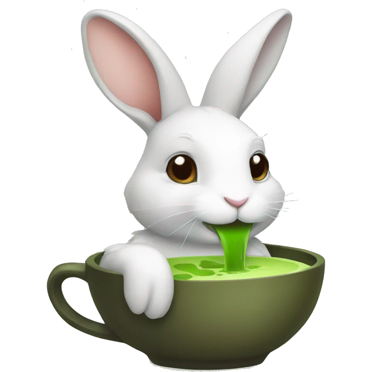Rabbit drinking matcha emoji
