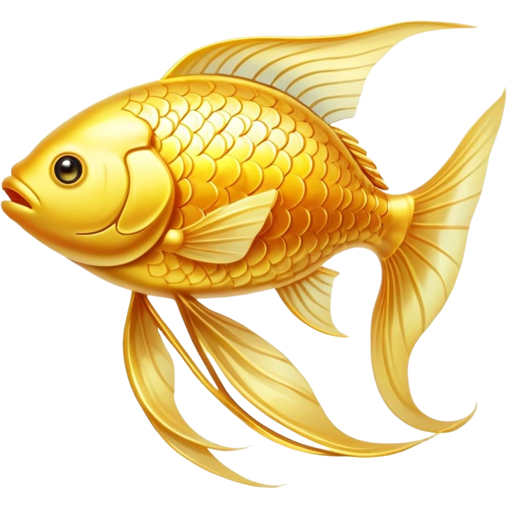 Mystical golden fish flowing in an omega shape, with its body transforming into streams of radiant energy that connect to a brain, heart, and joints. The fish appears magical and ethereal, with glowing scales and a luminous aura representing the essential nutrients of omega-3. emoji
