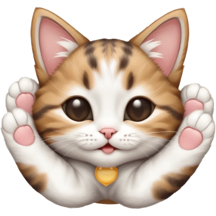 dark brown tabby and white kitten in funny positions upside down with eyes closed emoji