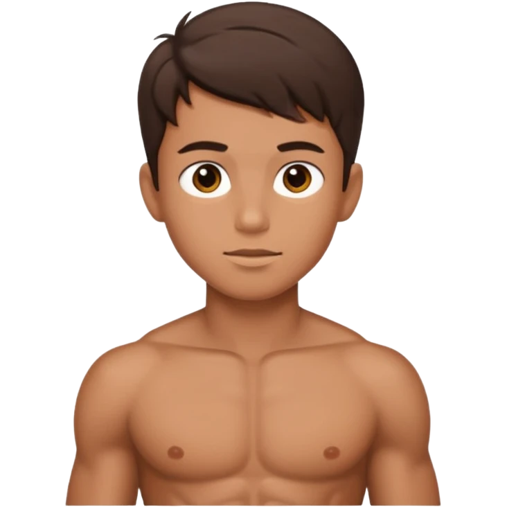 A brunette boy having abs emoji