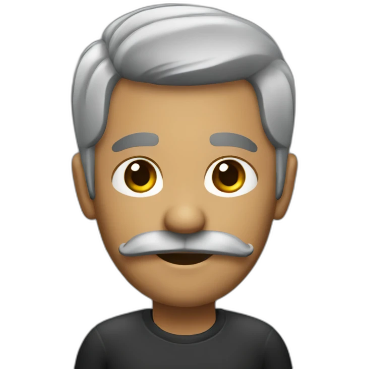 black with some gray hair software developer with black moustache emoji