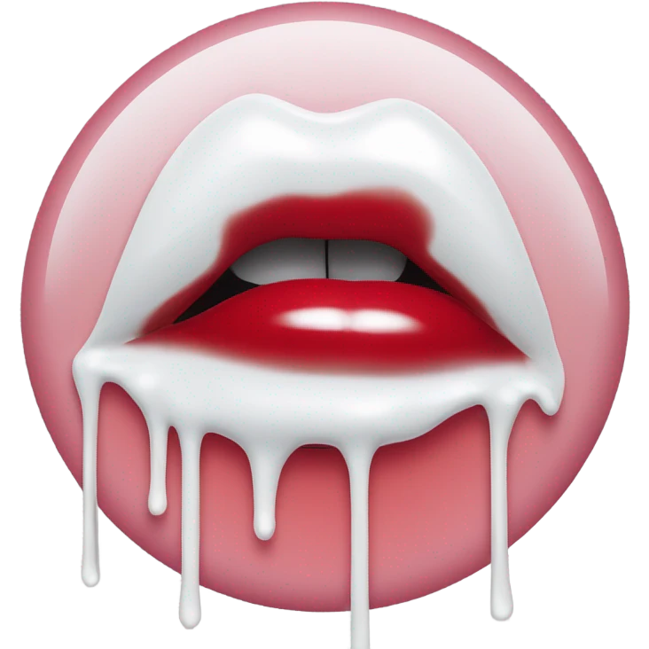 White paint dripping from middle of red ombre glossy lips emoji