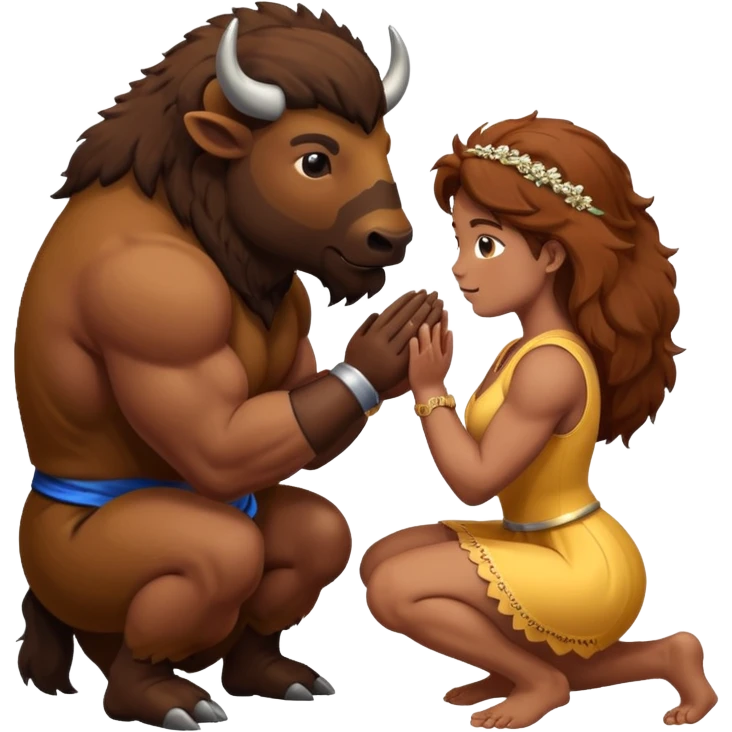 Bison on one knee proposing emoji