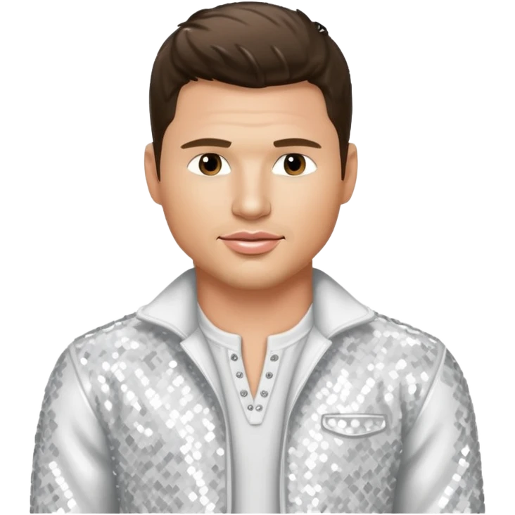 Nick Lachey from 98 Degrees with white sequin outfit emoji