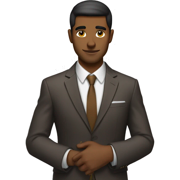 Brown handsome guy Bowing emoji in a super nice suit emoji