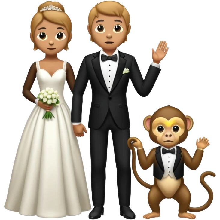 Full body man and monkey wedding emoji