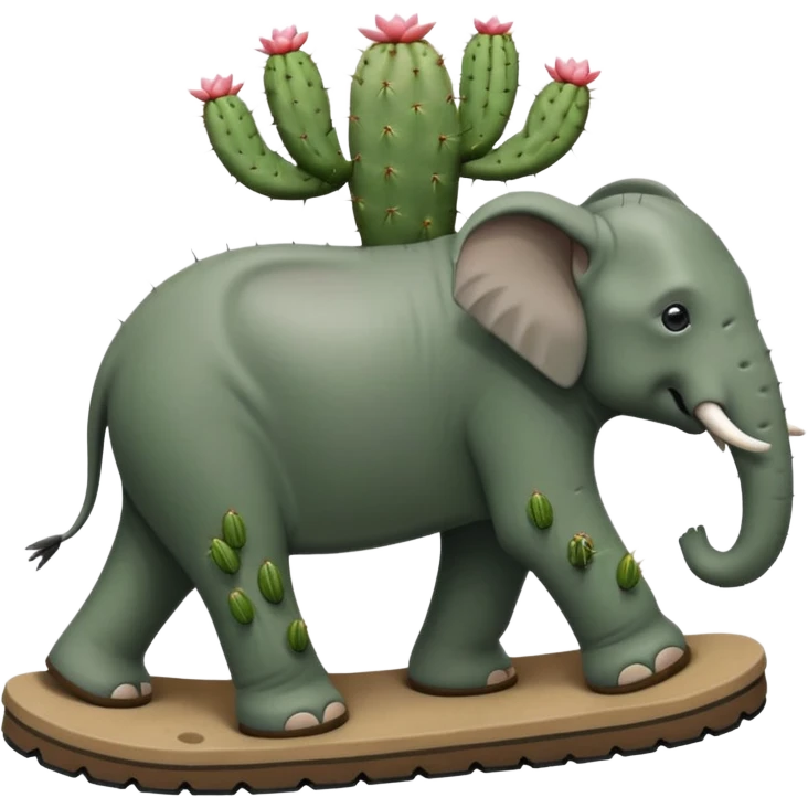 an elephant-cactus hybrid traipsing through the desert in Birkenstock-style sandals; emoji