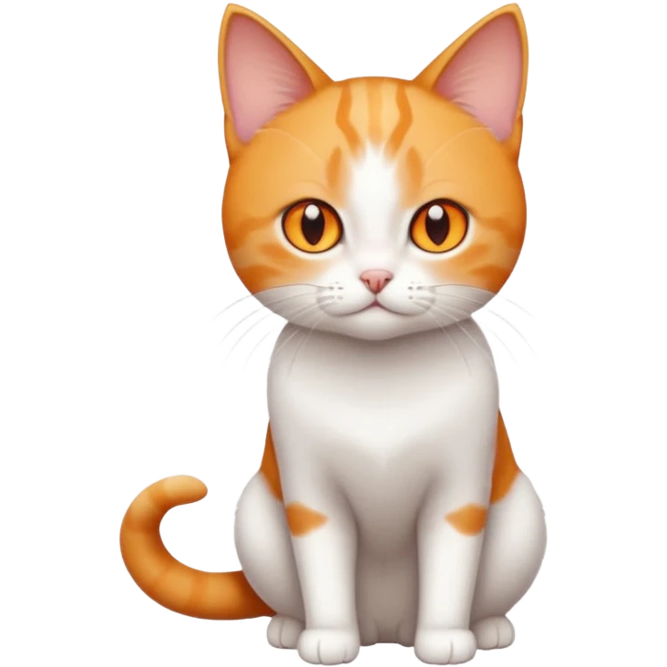full body tiny short hair ginger and white cat with orange eyes  emoji