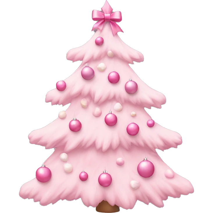 pastel pink decorated christmas tree with a pink bow  emoji