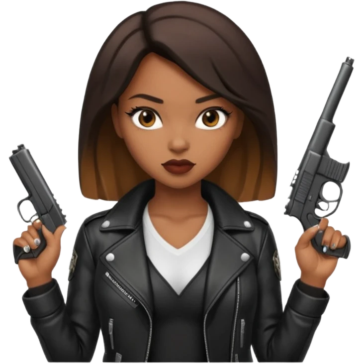 A sexy black female gangster with a gun emoji