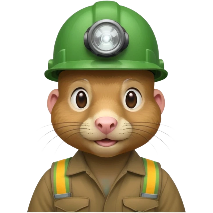 a mole rat, green helmet, headlamp, worker cloth emoji