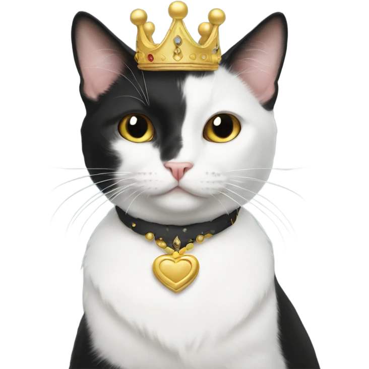 Tuxedo cat wearing a crown emoji