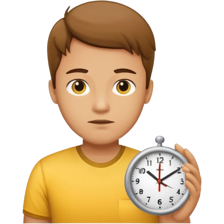Office worker looking at a clock, yellow color emoji
