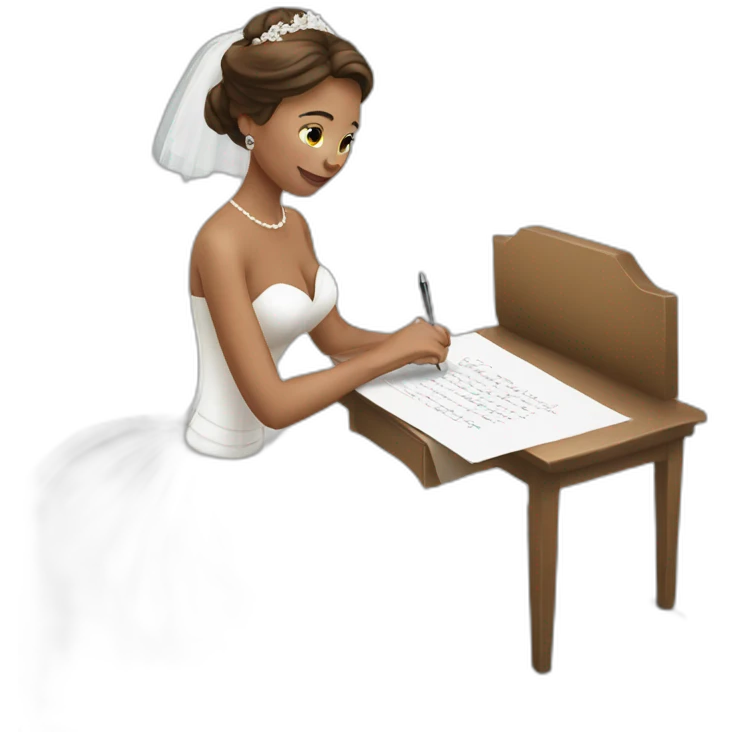 bride writing signature emoji