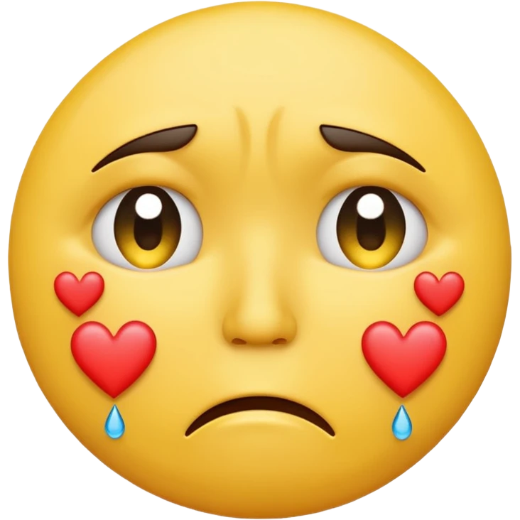 A yellow circular frowning Face with hearts above its eyes, crying emoji