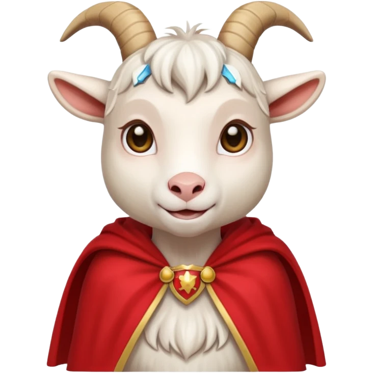white female goat wearing a read cape emoji | AI Emoji Generator