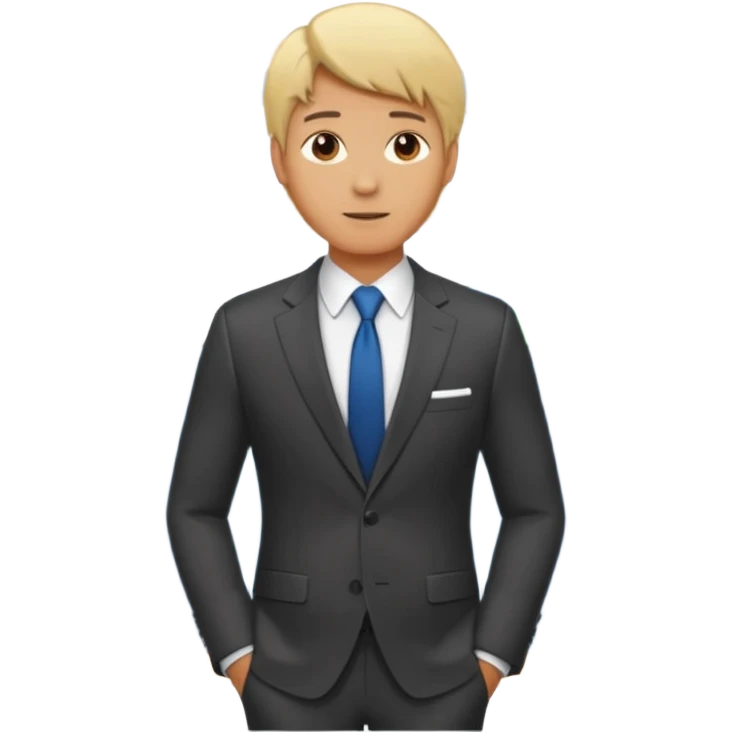 silhouette of a light-haired man standing next to a project board emoji