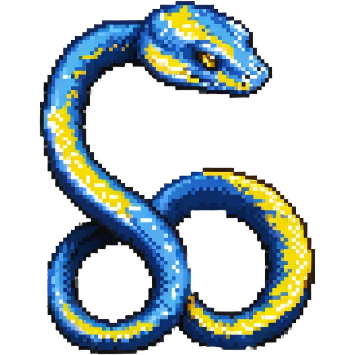 Minimalist Python programming language logo with simplified blue and yellow snake silhouette emoji