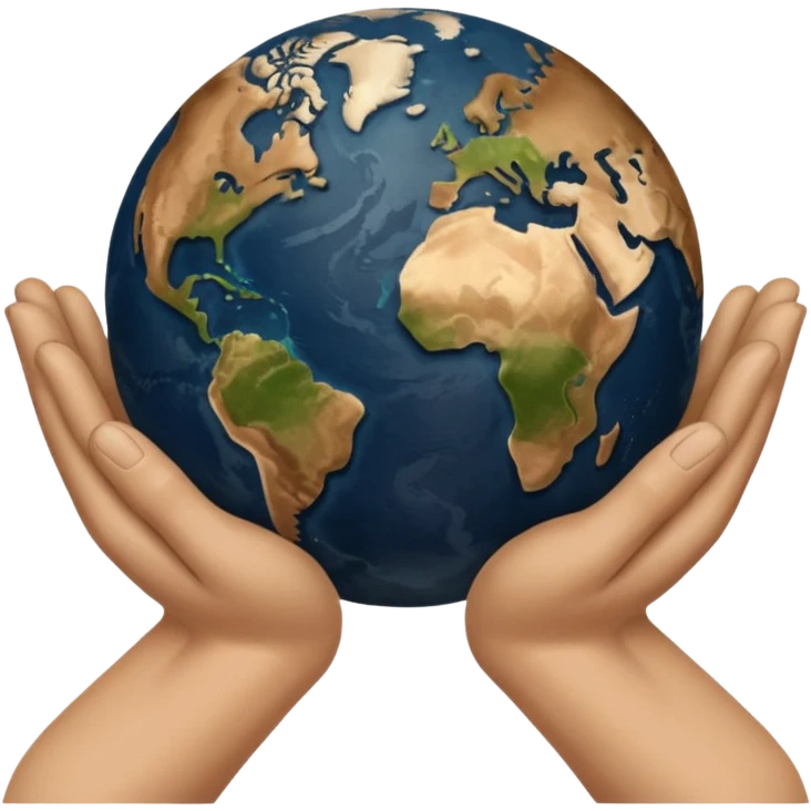 simple Beige hands holding simple earth emoji