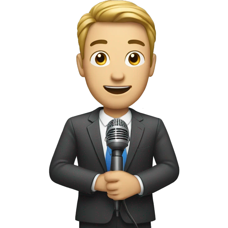 man news reporter with microphone emoji