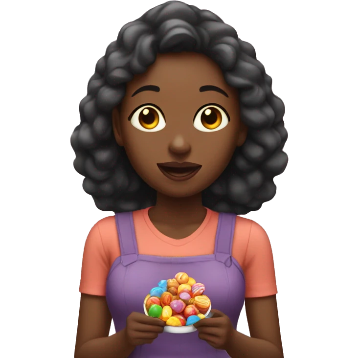 black woman eating candy emoji