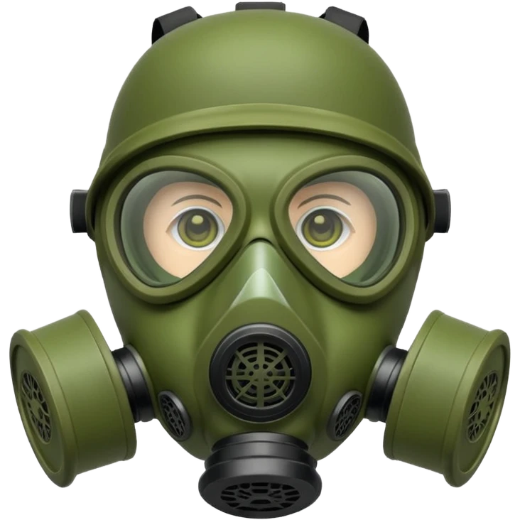 green gas mask, one filter emoji