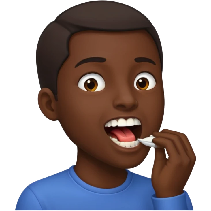 Tête de profil, et qui fait chute en montrant sa bouche emoji