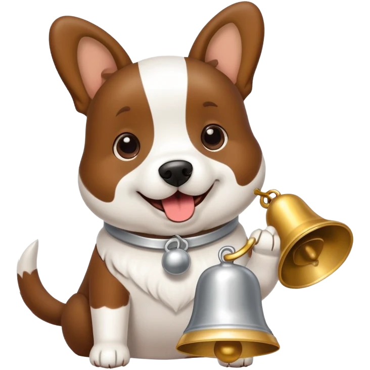 Doodle dog ringing bell emoji