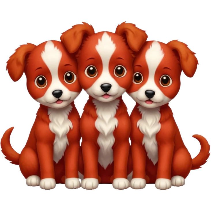 Red 3 headed puppy emoji