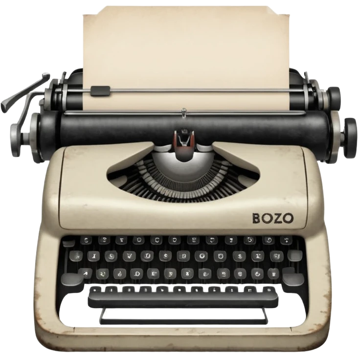 Typewriter typing on paper and the paper says bozo emoji