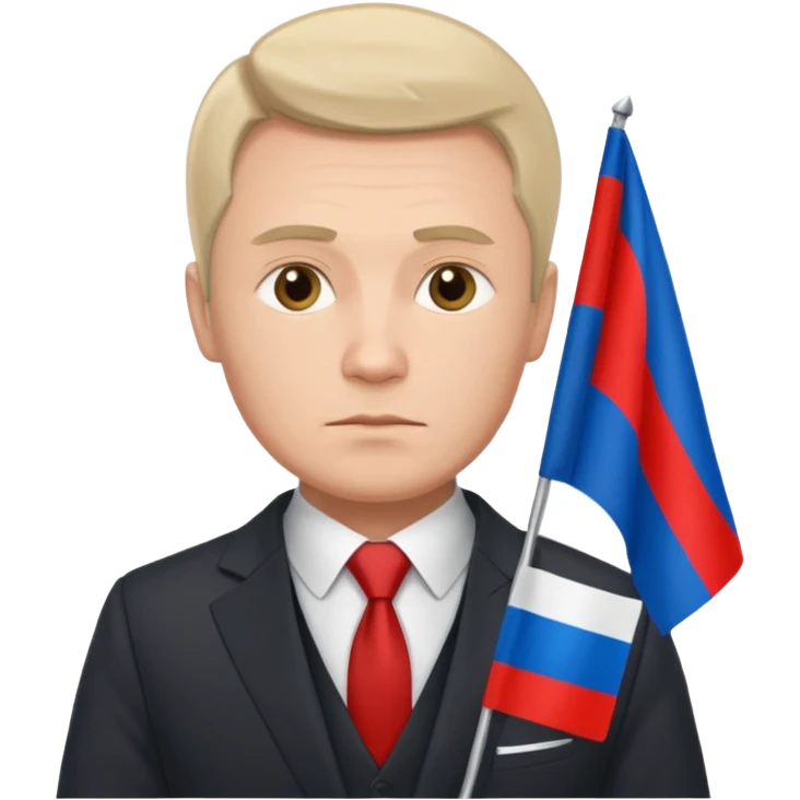 a Russian man in a suit with a flag in his hand emoji