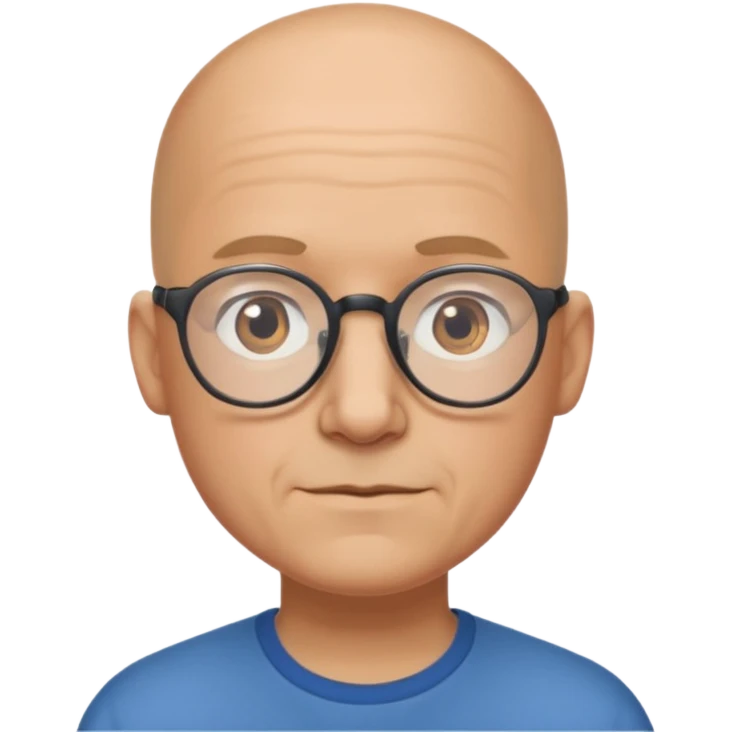 Bald man glasses chin puff 40 emoji
