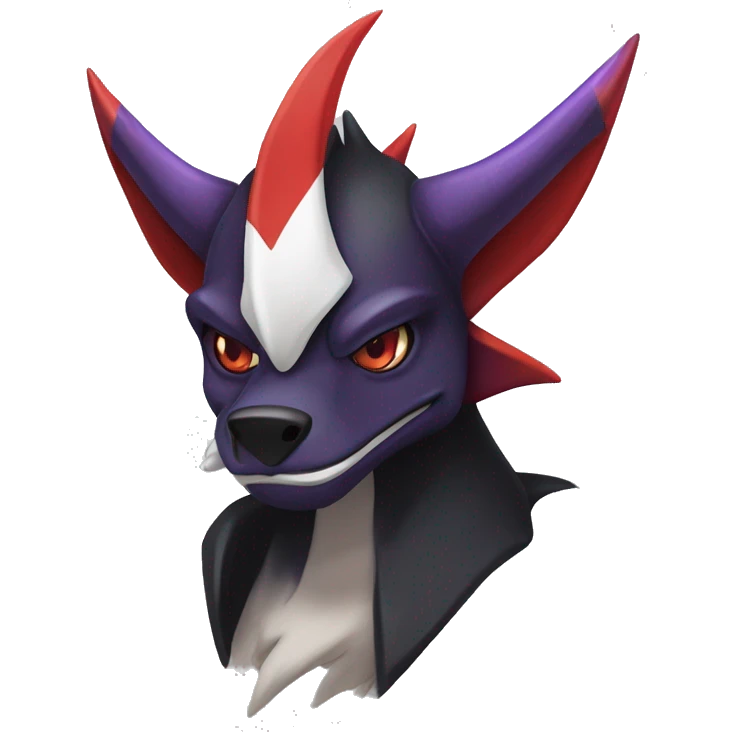 Black Cool Edgy Nargacuga-Houndoom-Garchomp-Noivern Fakémon  with White and Red and purple and black Edgy markings emoji