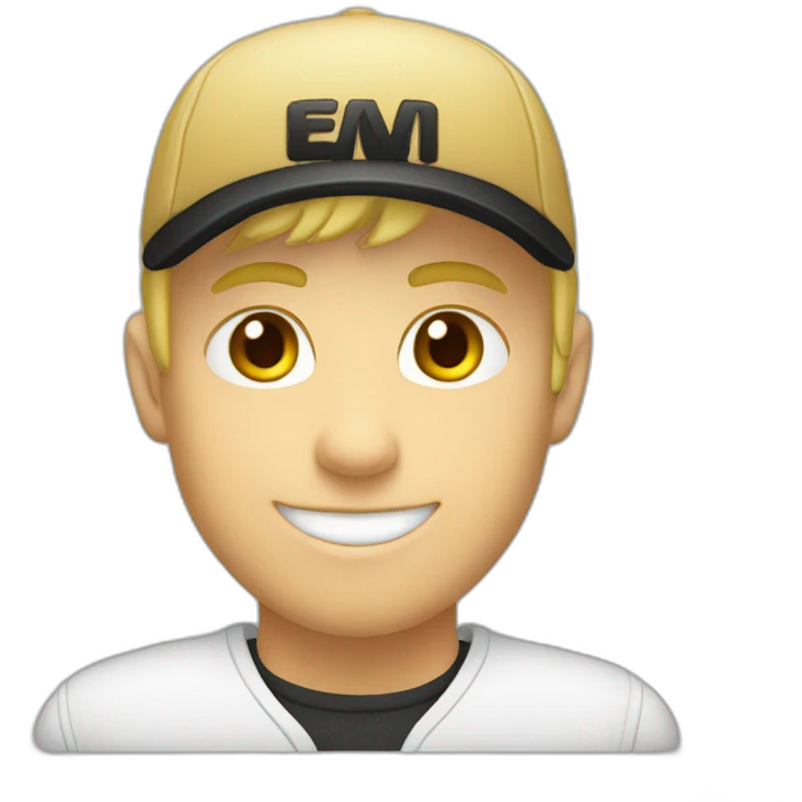 A blond guy with a black cap with “ratio.” Written on it emoji