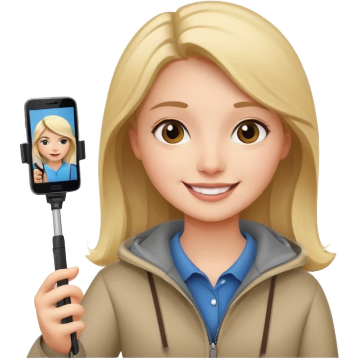 girl with phone selfie stick emoji