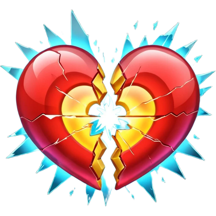 Two hearts colliding, energy burst at impact emoji