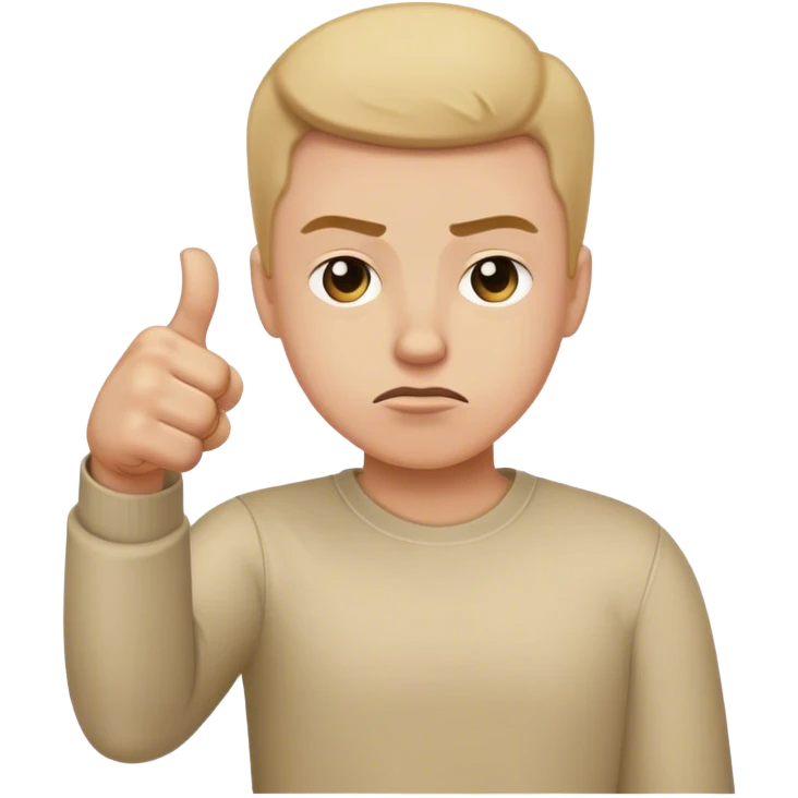 Straight face with a thumbs down emoji