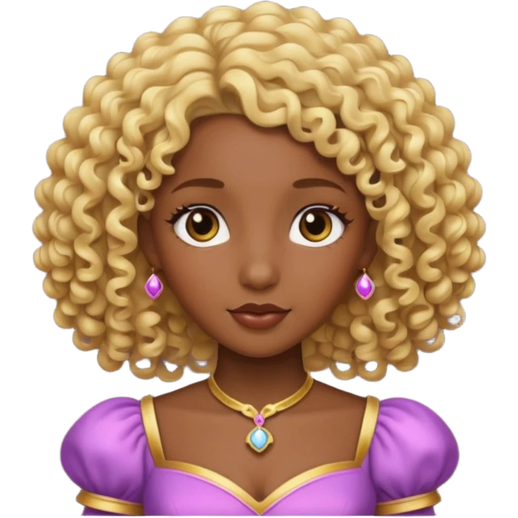 blonde curly haired princesse dark face emoji
