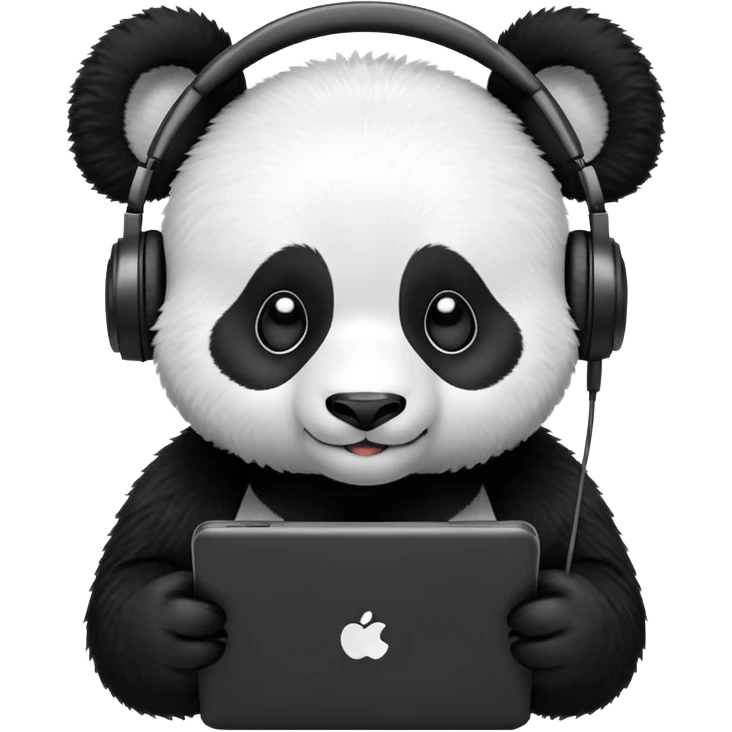 A panda wearing headphones playing video games emoji
