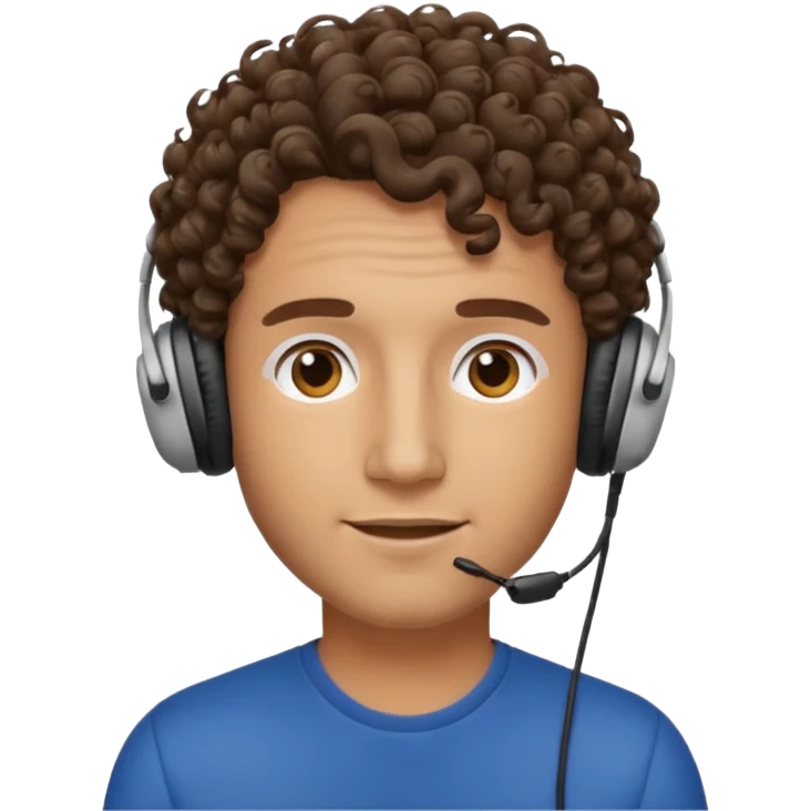 curly hair man wearing headphones emoji