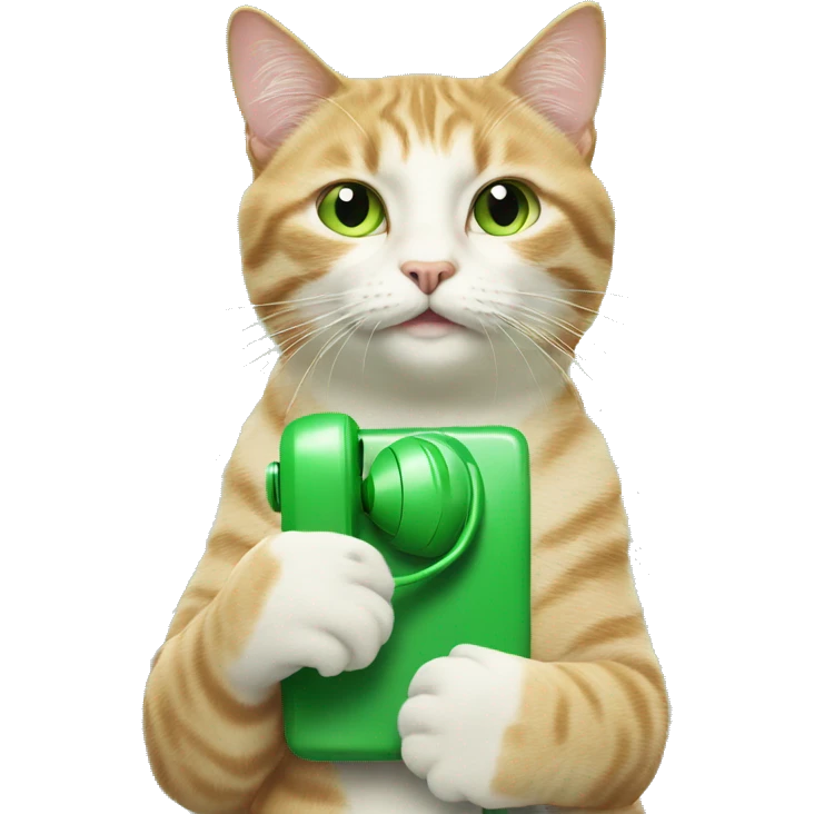 The cat with the green phone emoji