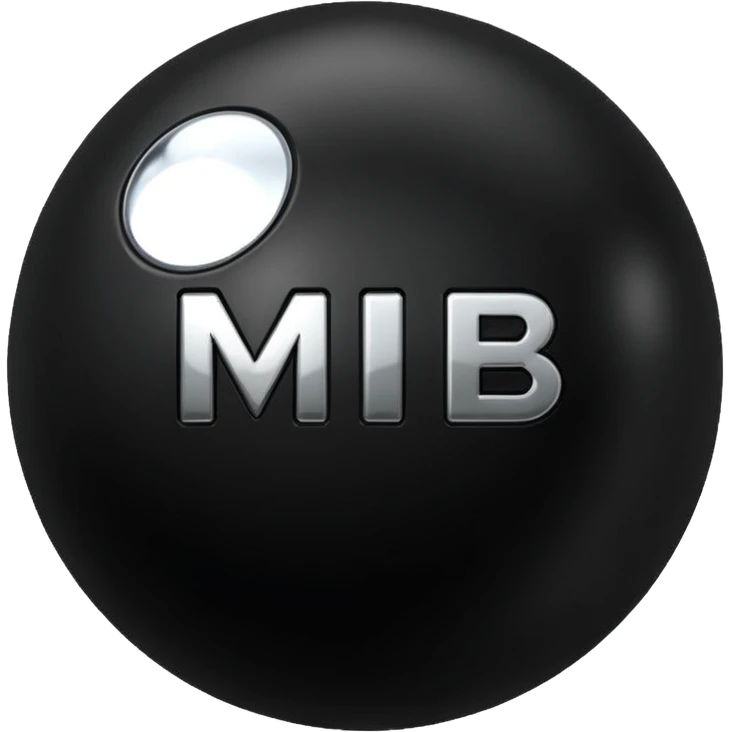 Black ball (MB) written on it. emoji