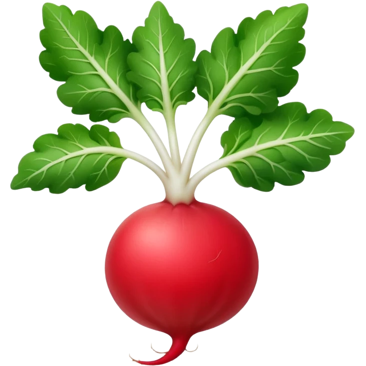 the actual radish compared to the leaves needs to be smaller, radish UK plant with a bit of white on the bottom of the radish emoji