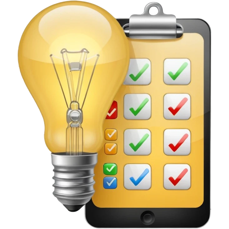 light bulb with a checklist emoji