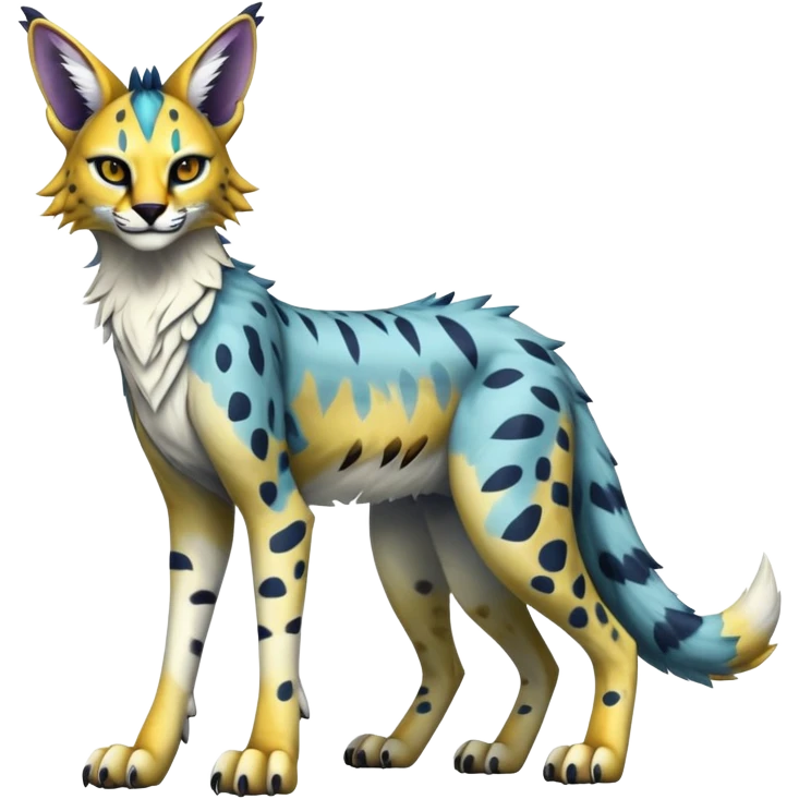 Epic Edgy Colorful Sergal-Serval-Vernid full body emoji