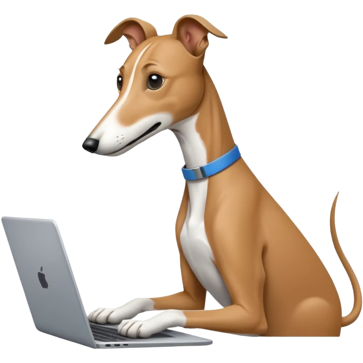 Greyhound with a laptop emoji