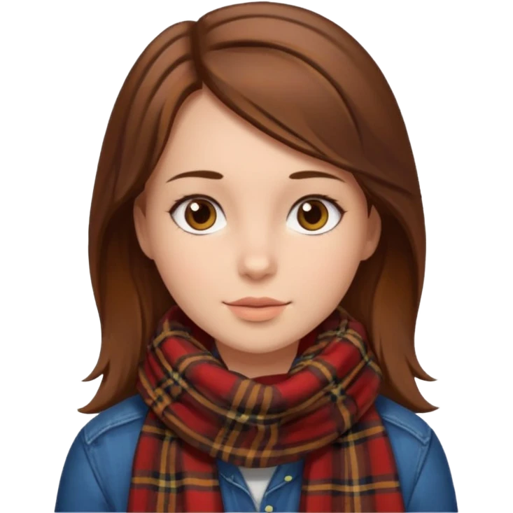 Girl with plaid scarf emoji