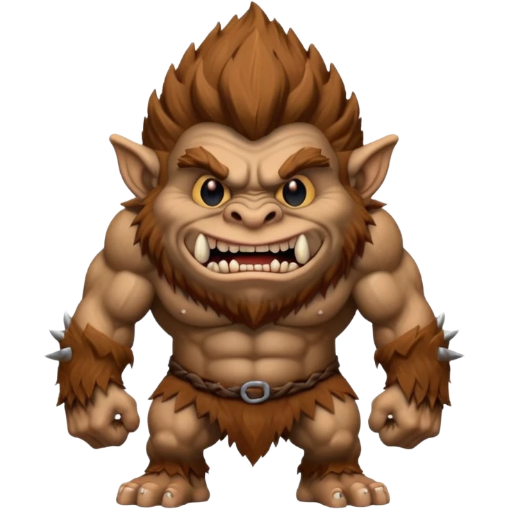 3d style hairy brown troll emoji