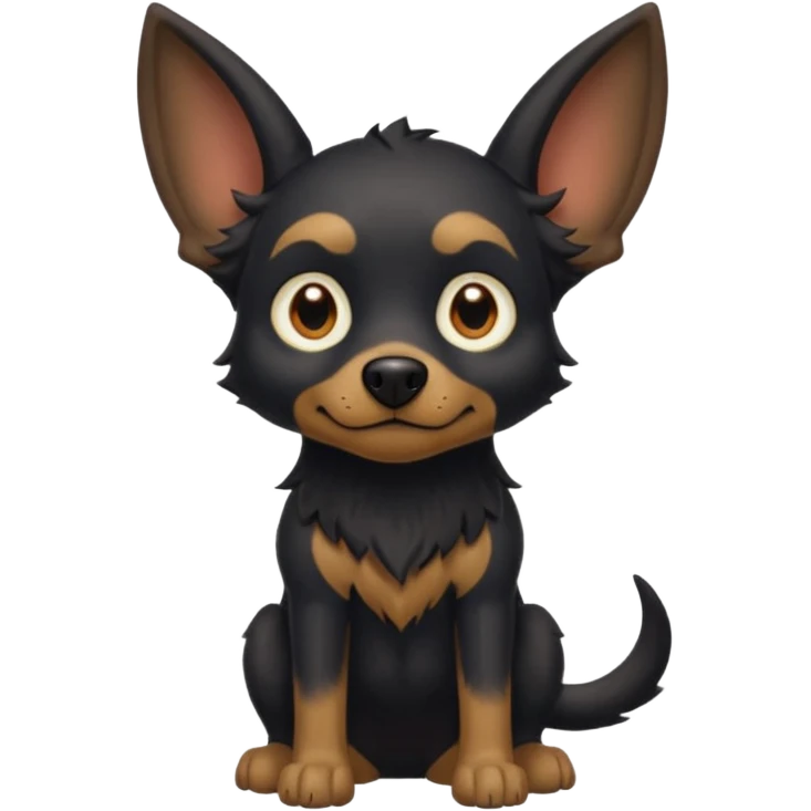 black dog with floppy goblin ears emoji